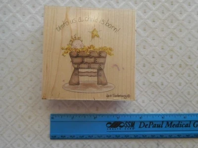 Stamps Happen Christmas wood rubber stamp A Child is Born Jesus - Image 1 of 2
