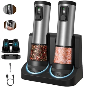 Set Macina Sale e Pepe Elettrico Ricaricabile 2 Velocità Mulino Automatico Shaker - Foto 1 di 14