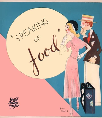 20 世纪 30 年代 John Held Jr. 'Speaking of Food' 复古广告海报 - 24x36 — 第 1/4 张图片