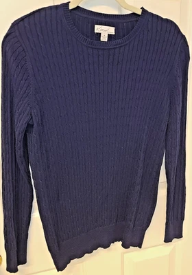Vintage Kim Rogers Sweater Womens Medium Navy Crew Neck Cable Knit Classic - Image 1 of 4