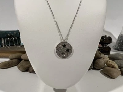 Collar de galaxia redondo de piedra de ley 925 para mujer Foto 1 de 4