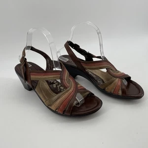 Earth Spirit Sandal Heels Women's 9 Leather Upper Retro Hippie Comfort Brown - Picture 1 of 9