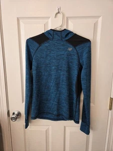 New Balance Pullover Hooded Shirt Boys L 14-16 Heather Blue and Black NWOT - Picture 1 of 6