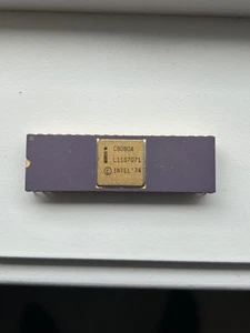 Intel C8080A Vintage CPU – Purple Ceramic Gold Cap & Pins – Week 33/1980 DIP IC - Zdjęcie 1 z 4