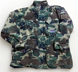 VTG 90s Johnny Blaze camo corduroy jacket XL, dragon logo embroidery Distressed* - Picture 1 of 19