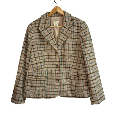 Chaqueta Blazer LL Bean Para Mujer a Cuadros Mezcla de Lana Talla XL Pequeña Carrera Prendas Exteriores Foto 1 de 4