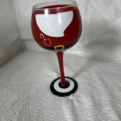 Рождественский Санта вручную расписанный универсальный украшенный винный кубок высотой 8,6 дюйма - Изображение 1 из 4