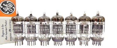 7 Nice Tested GE JG & 5-Star-5814A/WA Military Issue Triple Mica Vacuum Tubes - Image 1 of 4