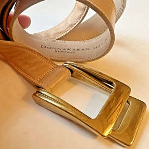Donna Karan Cinturón Cuero Crema Latón Doble Hebilla Italia Vintage Talla PEQUEÑO - Imagen 1 de 19