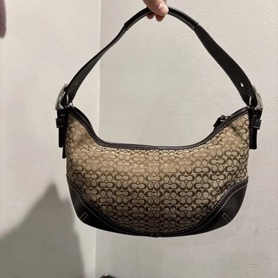 COACH Bag Signature Soho Hobo Shoulder Suede Canvas Handbag Y2K 6351 Brown - Image 1 of 4