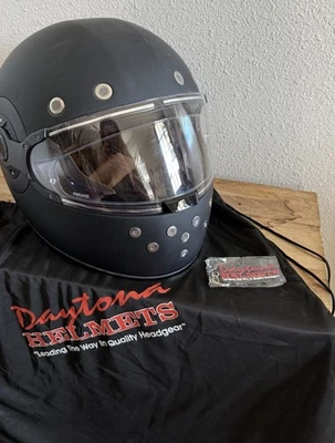 Daytona Retro Aprobado por el DOT Negro Opaco Cara Completa Casco Moto Scooter Ciclomotor Foto 1 de 4