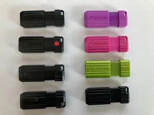 Job Lot 8GB x 6 Verbatim Pinstripe USB 2.0 Flash Drive Memory Sticks Mixed Cols - Afbeelding 1 van 1