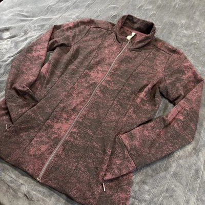 Chaqueta Athleta Mujer XL Borgoña Negra Cremallera Completa Cuello Simulado Ropa Activa Atletismo Foto 1 de 4