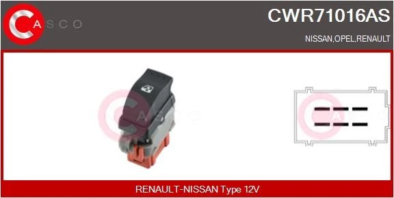 CWR71016AS CASCO Switch, window regulator for NISSAN,OPEL,RENAULT - Image 1 of 1