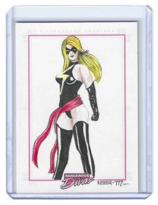 2010 MARVEL DANGEROUS DIVAS - SKETCH CARD by STEVEN MILLER of Ms Marvel Warbird - Image 1 of 2