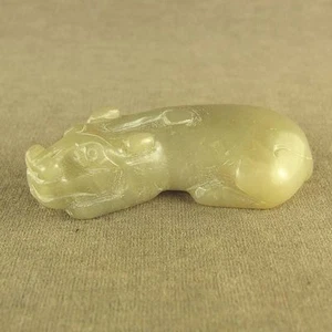 Ming Dynasty Old Hand Carved Chinese Antique Jade Mythical Beast Figurine - Picture 1 of 6