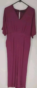 Ann Taylor Jumpsuit Magenta Lila Kurzarm Größe 6 Taschen 100% Viskose - Bild 1 von 8