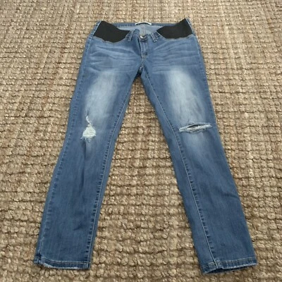 Kancan Maternity Jeans Womens Size 13/30 Skinny Medium Wash Blue Distressed - Image 1 of 4