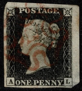 1840 1d Black Pl 1a AL 4m Red MX Huge Part Corner Marginal VGU Cat. £375.00 - Picture 1 of 1