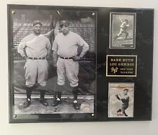 NEW YORK  YANKEES BABE RUTH-LOU GEHRIG PHOTO/ CARDS / GOLD SHEET FRAMED