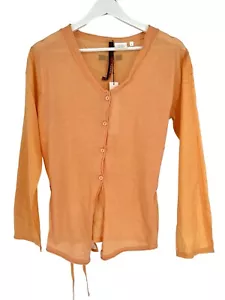 Blusa transparente con botones Ana Nonza talla L naranja 100 % algodón cuello en V lazo trasero - Imagen 1 de 16