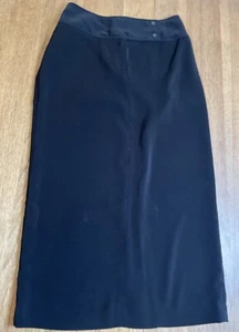 Larry Levine Petite Sport Stretch Size 8P Black Long A-Line Skirt - Picture 1 of 8