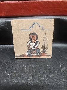 Navajo Indian Sand Painting Story Teller Native American 4"×4" - Picture 1 of 4