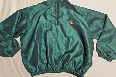 ВИНТАЖНЫЙ серфинг стиль 1/4 молнии зеленый пуловер ветровка для взрослых один размер - Изображение 1 из 4