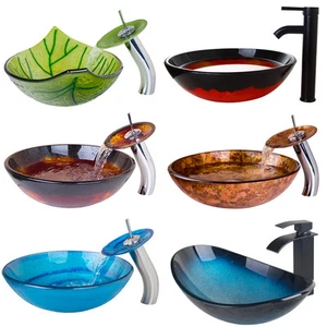Set unità di lavaggio colorate rubinetti lavandino vasca bagno ciotola e rubinetto miscelatore cascate - Foto 1 di 44