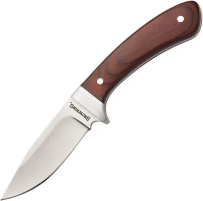 Browning Skinner Fixed Knife 3.25" Stainless Steel Full Tang Balde Wood Handle - Image 1 of 2