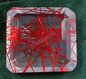 129.25 CT Emerald Cut Red Rutilated Quartz Certified Transparent Loose Gems 5MRD - Picture 1 of 11