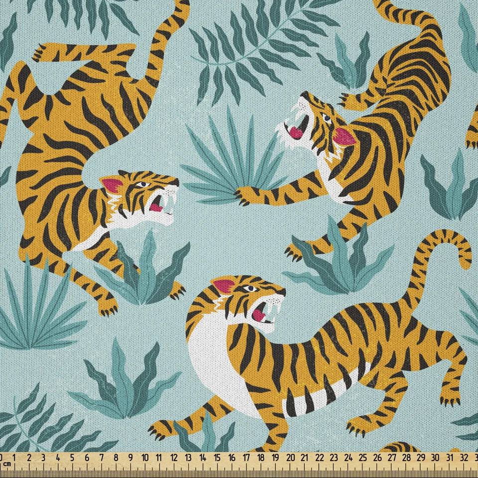 Tropisch Microfaser Stoff als Meterware Tiger Dschungel Wald Exotic - Bild 1 von 1
