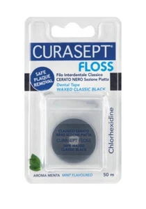 Hilo dental encerado negro Curaprox cuidado oral dental 50 metros placa segura 15 ml - Imagen 1 de 1
