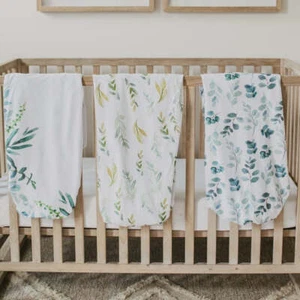 3 Pack Leafy Mini Crib Fitted Sheet Set Cotton Baby Bedding Boy/Girl Nursery - Picture 1 of 11