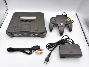 Nintendo 64 Black Console Controller Cables Set Japan Games Tested Working - Picture 1 of 18