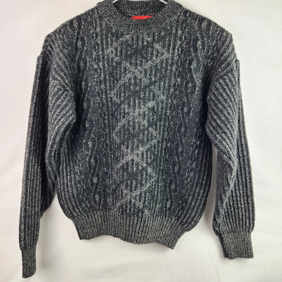 Suéter Tejido Cable Mezcla Lana Gris Massini Hecho en Italia Mediano  Foto 1 de 4