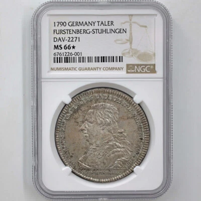 1790 Germany Joseph II Furstenberg-Stuhlingen 1Thaler Silver Coin NGC MS 66 STAR - Image 1 of 4