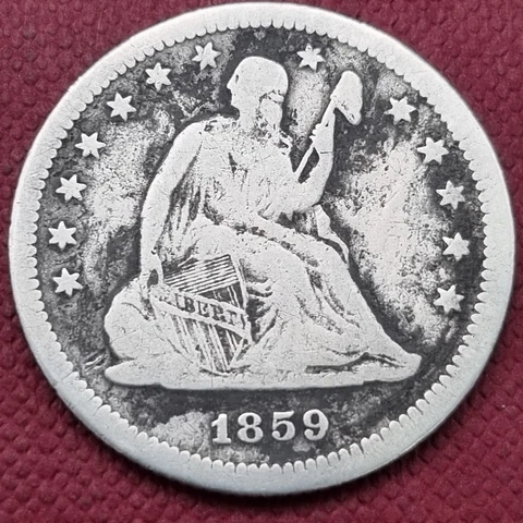 1859 Seated Liberty Quarter 25c Better Grade VF Details #57496 Cover