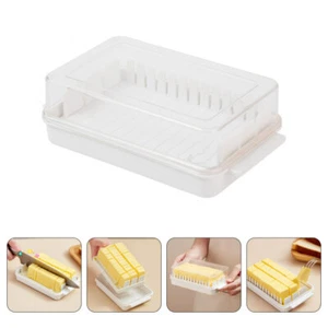 Covered Cheese Dish Butter Cutting Box Sealed Container Plastic Lid Slicer - Picture 1 of 12