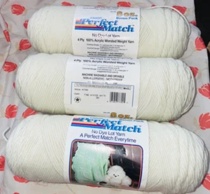 Lot of 3 Skeins Caron Perfect Match Winter White Total Weight 1lb 9.4oz / 25.4oz - Picture 1 of 5