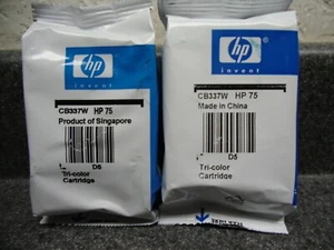2 Genuine New HP 75 Color Ink Cartridges CB337W  - Picture 1 of 1