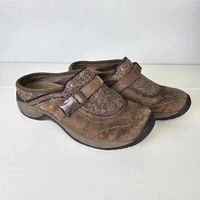 Merrell Womens Mules Sz 7.5 Encore Sidestep Brown Leather Shoes Clogs Comfort - Image 1 of 4