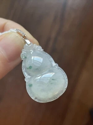 NWT Grade A Natural Burmese Jadeite Pendant 冰種飄花葫蘆 - Image 1 of 4