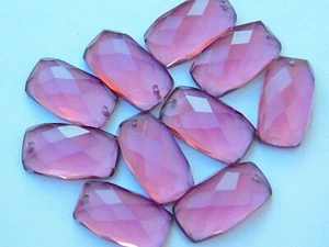 6 Pcs Top Front To Back Drilled Hydro Rhodolite Qtz Faceted Baguette Beads 23x12 - Picture 1 of 5