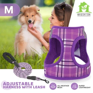 Conjunto de chaleco y correa reflectante de malla transpirable de control ajustable con arnés para perros y mascotas - Imagen 1 de 11