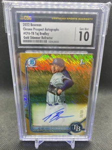 2022 1st Bowman Chrome Gold Shimmer Refractor Taj Bradley RC AUTO /50 CSG 10 - Bild 1 von 2