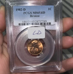 1982 D LG DT BRONZO PCGS MS66RD Lincoln centesimo - Foto 1 di 2