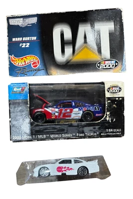 NASCAR Diecast, Burton #22 CAT, Mayfield  #12 Mobil 1 w/ Used Ambetter White Car - Image 1 of 4