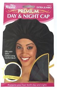 BRAND NEW MS. REMI #4572 EXTRA JUMBO PREMIUM DAY & NIGHT CAP BLACK DOUBLE-LINED