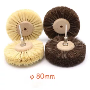 φ 80mm Sisal / Horse Hair Bristle Wire Brush Wheel 3mm Shank Polishing Wheel - Bild 1 von 5